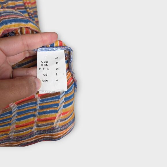 Missoni Women's Striped Turtleneck Top Small Multicolor Texture Semi Sheer Layer - Picture 5 of 9